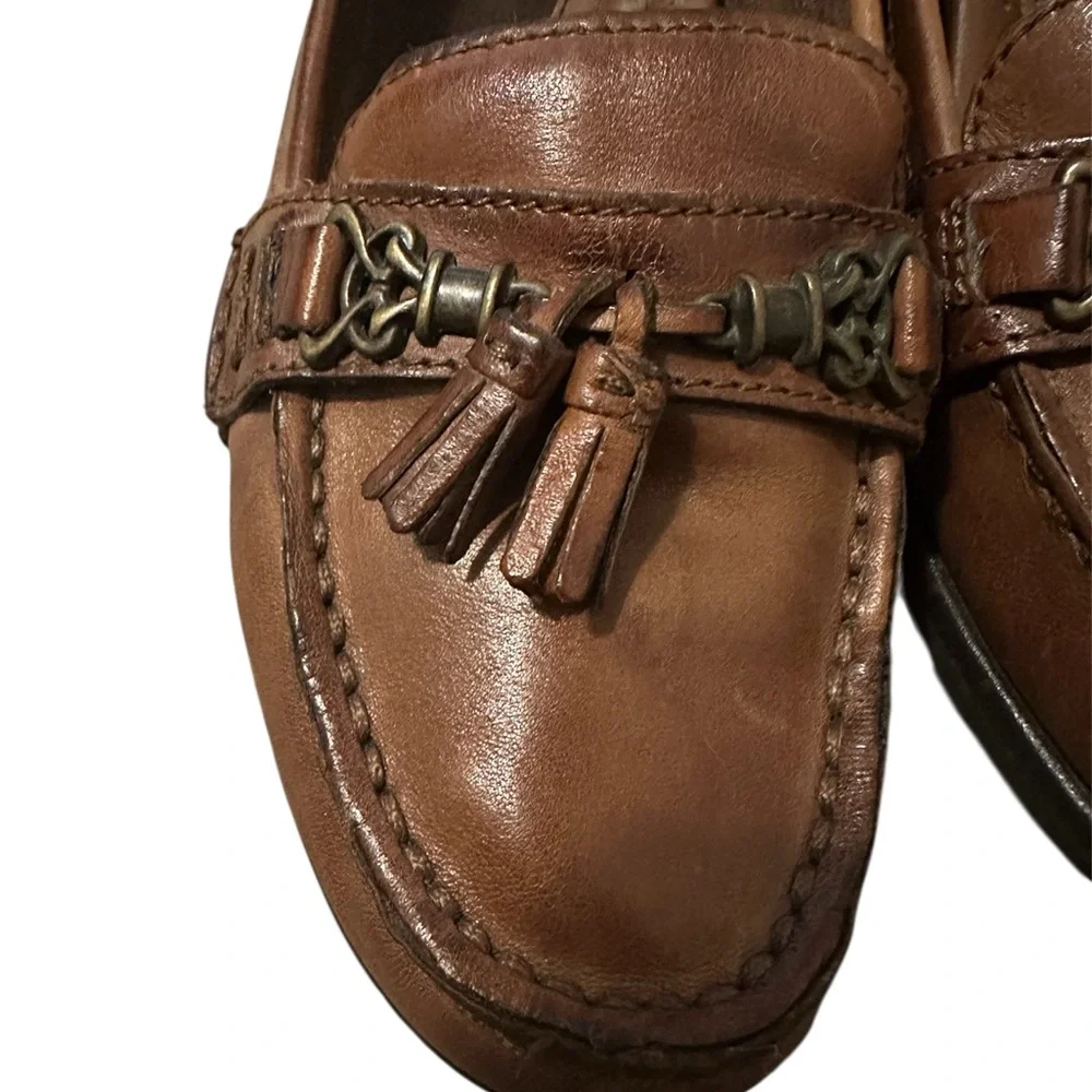 Michel M. Brown Leather Tassel Loafers Size 6